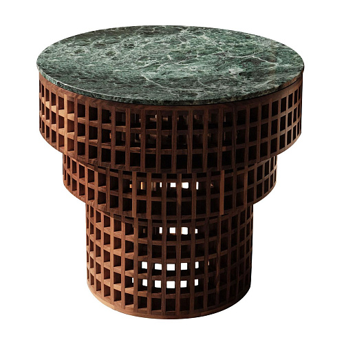 Walnoot en marmer bijzettafel