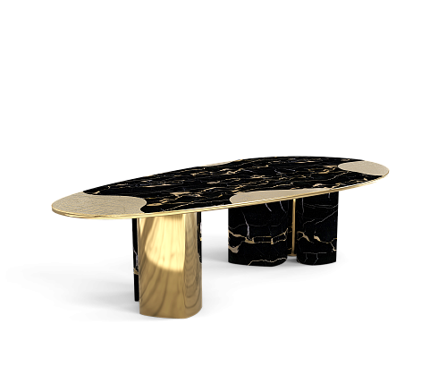 Athena Portoro marmer en gouden eettafel