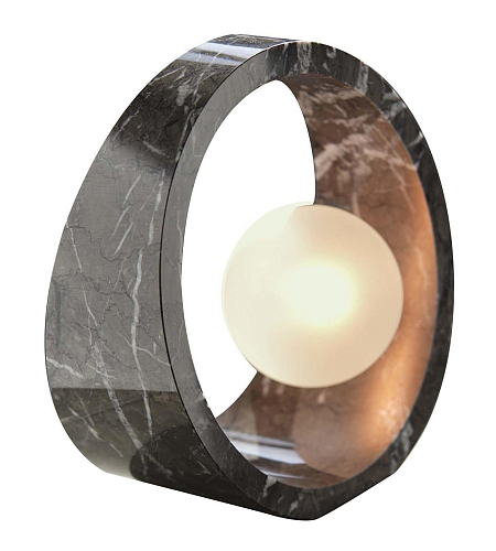 Marmer Black Carnico Tafellamp met Matglazen Kap