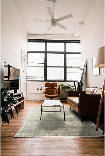 Effen viscose Vetiver tapijt