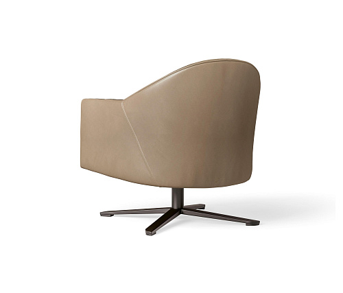 Leren en stoffen draaibare fauteuil