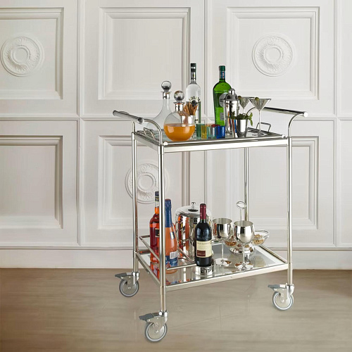 Rechthoekige verzilverde trolley met afneembaar dienblad