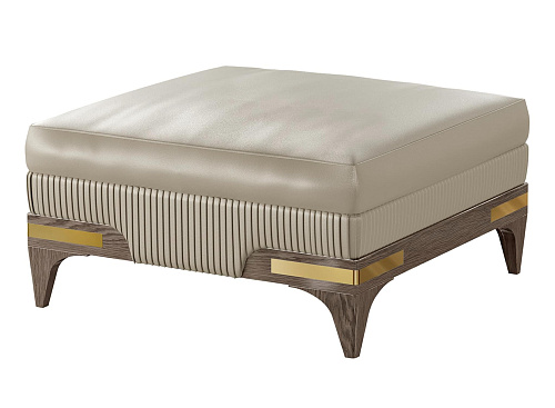 Beige/gouden leren poef