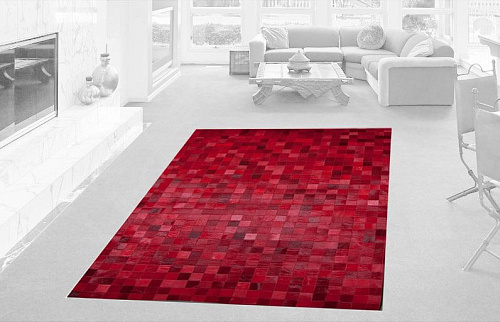Mozaïek rood koeienhuid vloerkleed