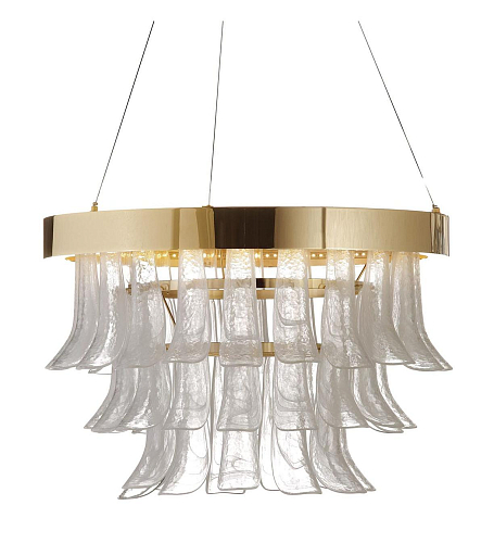 Gouden LED Ring Kroonluchter met Murano Glas