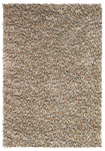 Gevilt wol beige/bruin shag vloerkleed
