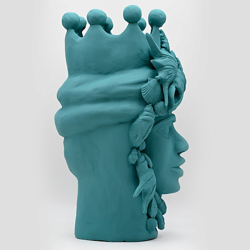 Moor's Head teal handgemaakte sculptuur