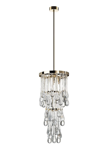 Moderne Murano Druppel Kroonluchter in Zachtgouden Afwerking