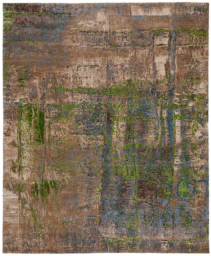 Artwork 3 veelkleurig groen vloerkleed