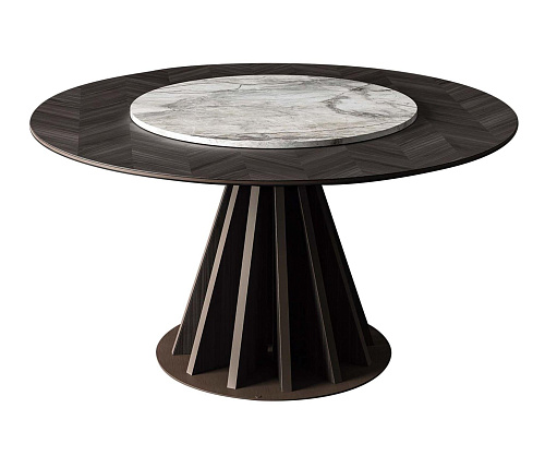 Marmer en hout ronde eettafel