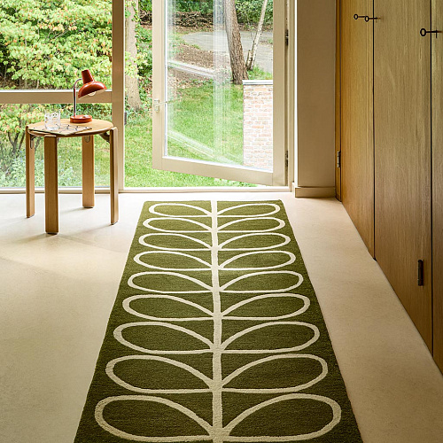 Linear Stem Runner Olive vloerkleed