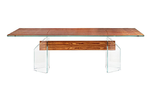 Parigi hout en glazen eettafel