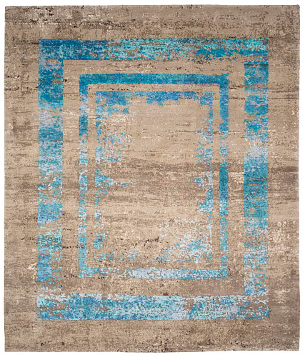 Artwork 27 triple border blauw vloerkleed