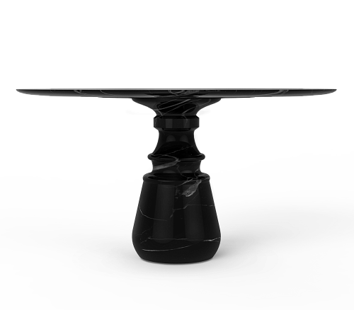 Obsidian ronde Nero Marquina eettafel