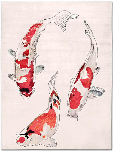 Fish Original on White luxe handgeknoopt vloerkleed
