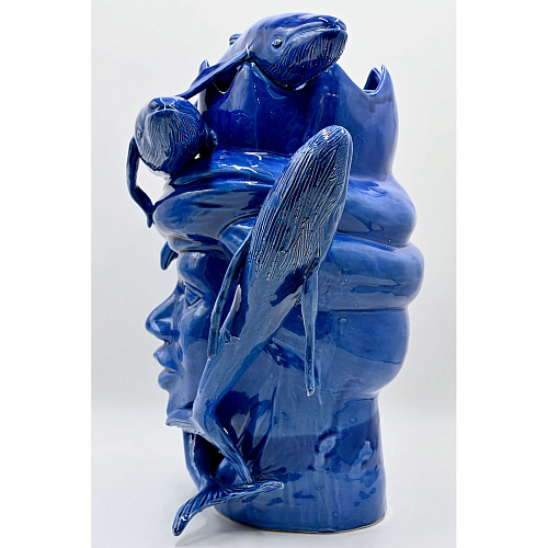 Moor's Head glanzendblauwe sculptuur