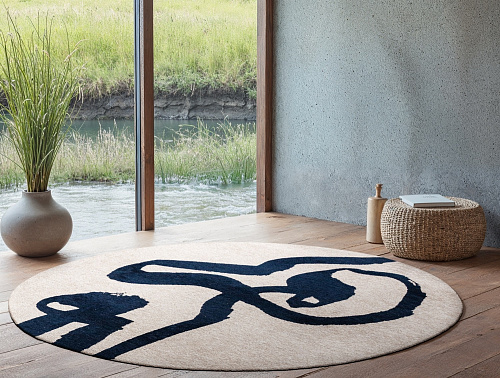 Sea Ink rond vloerkleed