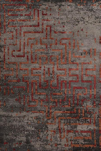Handgeknoopt bamboe zijde abstract Indiaas vloerkleed