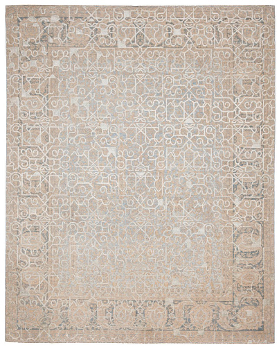 Tabriz wooster hayat 1 hemelblauw zilvergrijs zijde vloerkleed