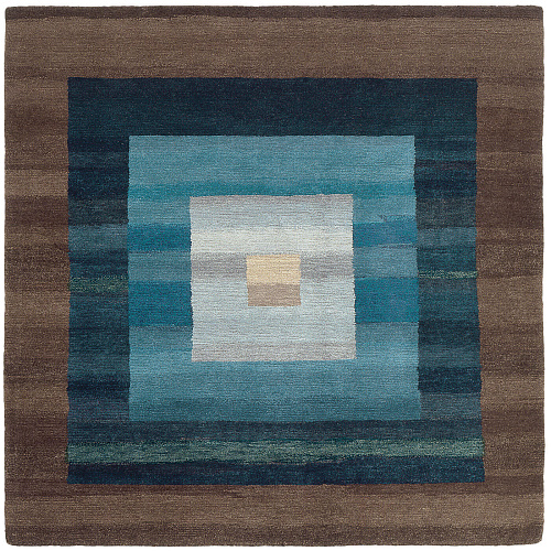 5 border blauw vloerkleed