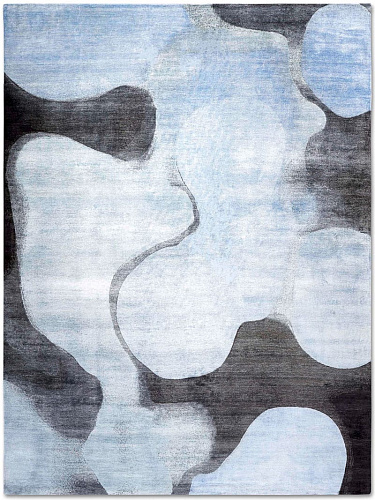 Blauw handgemaakte luxe vloerkleed