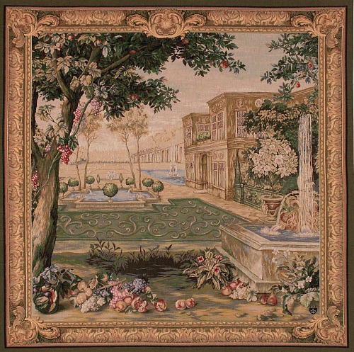 Verdure Fountain vierkant wandtapijt