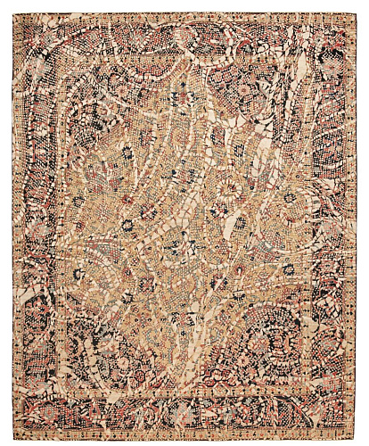 Serapi queensbury lace geel lichtgrijs zijde vloerkleed