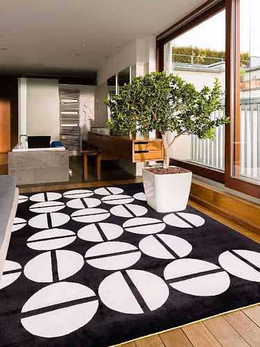 Zwart & wit handgeknoopt vloerkleed