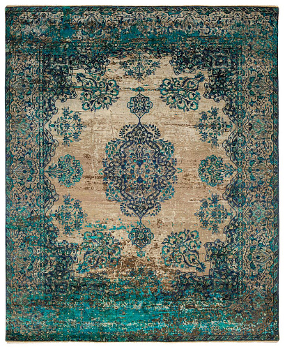 Kirman robson artwork 19 grijs blauw zijde vloerkleed