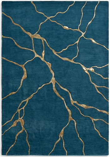 Golden Veins Blue luxe vloerkleed