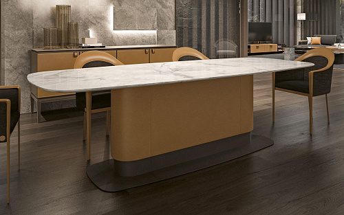 Grote marmeren eettafel