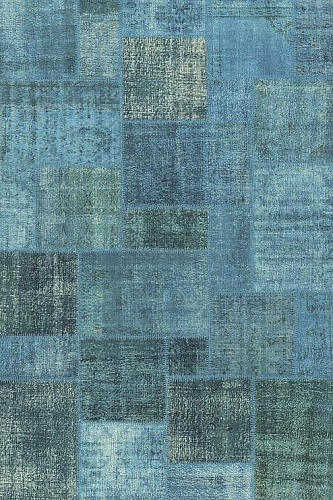 Donkerturquoise patchwork tapijt