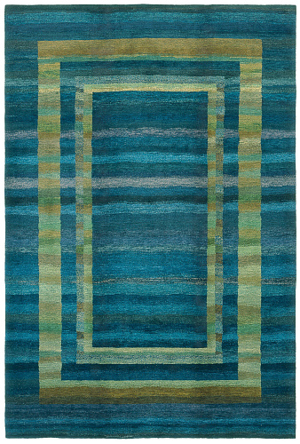 Gamba triple border blauw groen vloerkleed