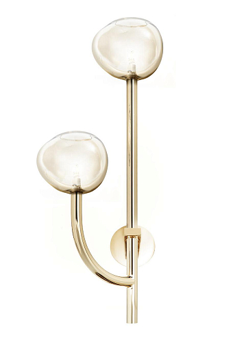 Honing Glas 2-Lichts Wandlamp in Zachtgouden Afwerking