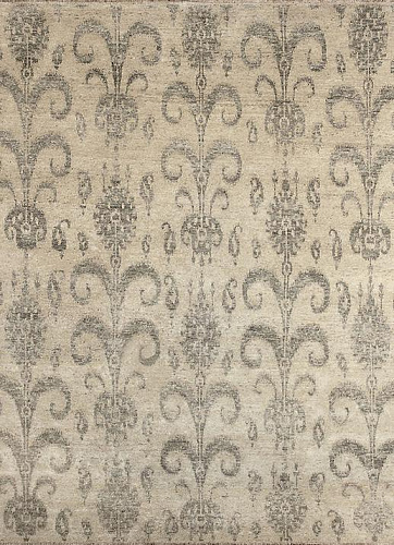 Ikat handgeknoopt wol beige vloerkleed