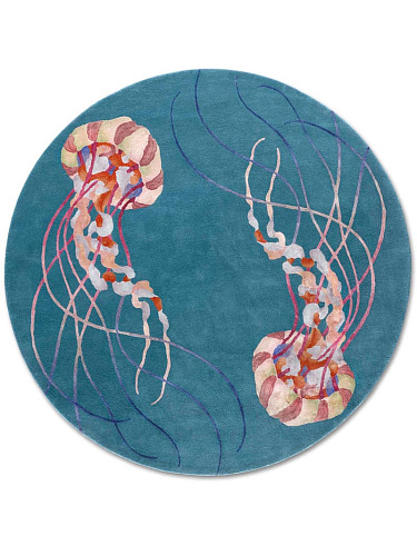 Jellyfish rond handgeknoopt vloerkleed