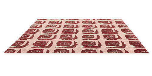 Woodblock rood vloerkleed