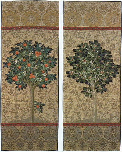 Set van 2 wandtapijten: Tree