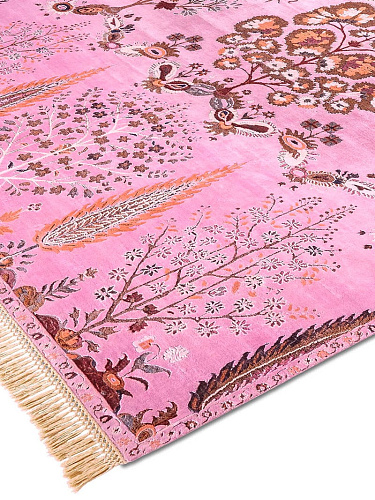 Mughal roze handgemaakte luxe vloerkleed
