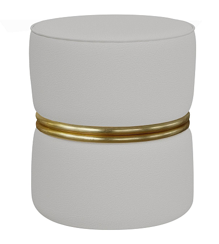 Leren Poef met Gouden Ringen