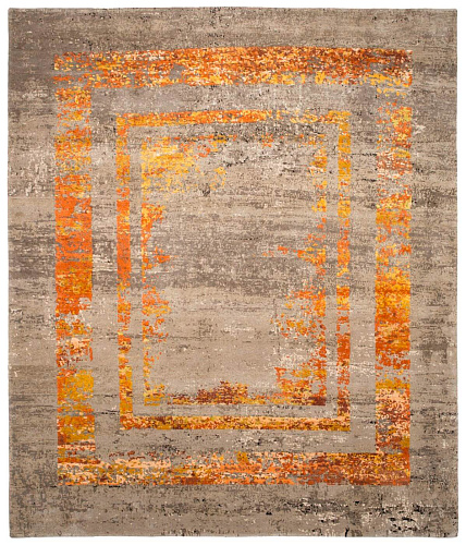 Artwork 27 triple border oranje vloerkleed