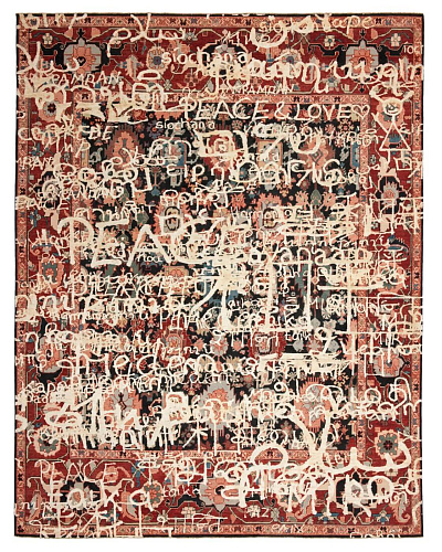 Bidjar waterloo peace zwart wit zijde tapijt