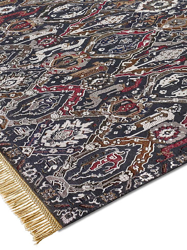 KavaBagh zwart handgemaakte luxe vloerkleed