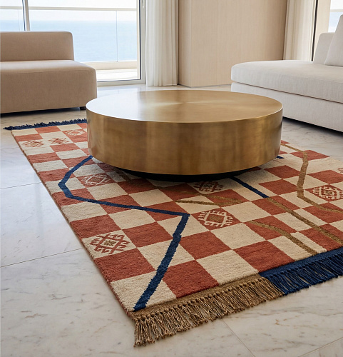 Checker Terra design vloerkleed