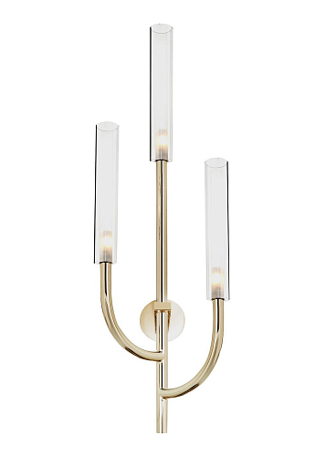 Gouden Wandlamp met Transparante Pyrex Glazen Kappen