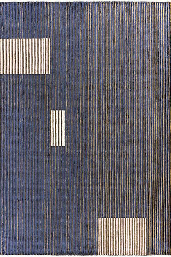 Handloom viscose lijnen vloerkleed