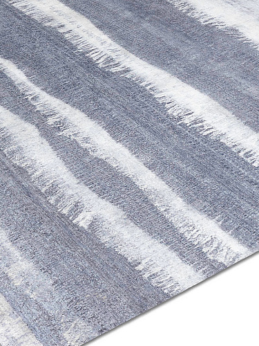 Blauw / grijs handgeknoopt vloerkleed