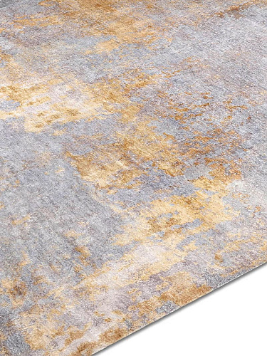 Stereo grijs / goud luxe handgeknoopt vloerkleed