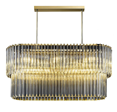 Ovale Antiek Gouden Kroonluchter met Helder Triedro Glas
