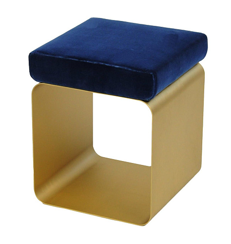 Blauwe kruk met metalen basis